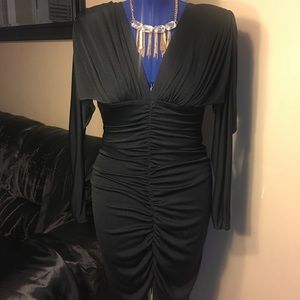 By David Howard Scrunched Backless Black Dress
